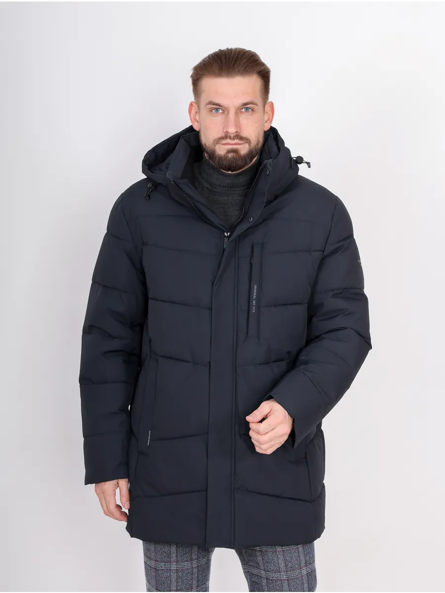 Куртка зимняя с капюшоном удлиненная