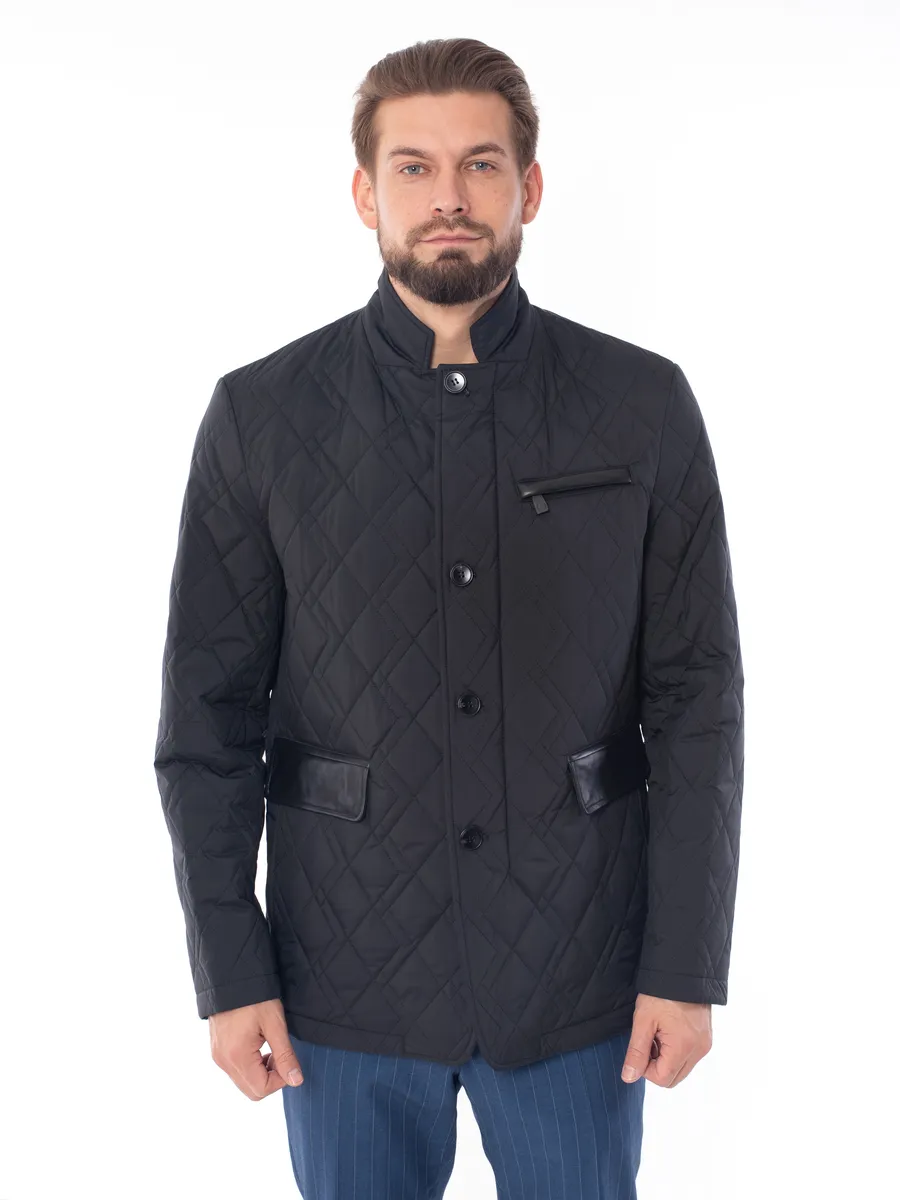 Куртка мужская демисезонная классическая из полиэстера с синтепоном
