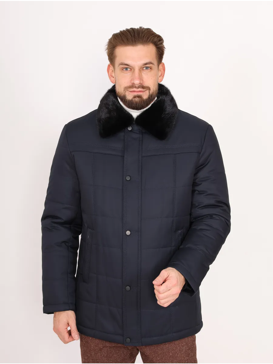 Куртка мужская зимняя из норки и полиэстера с верблюжьей шерстью