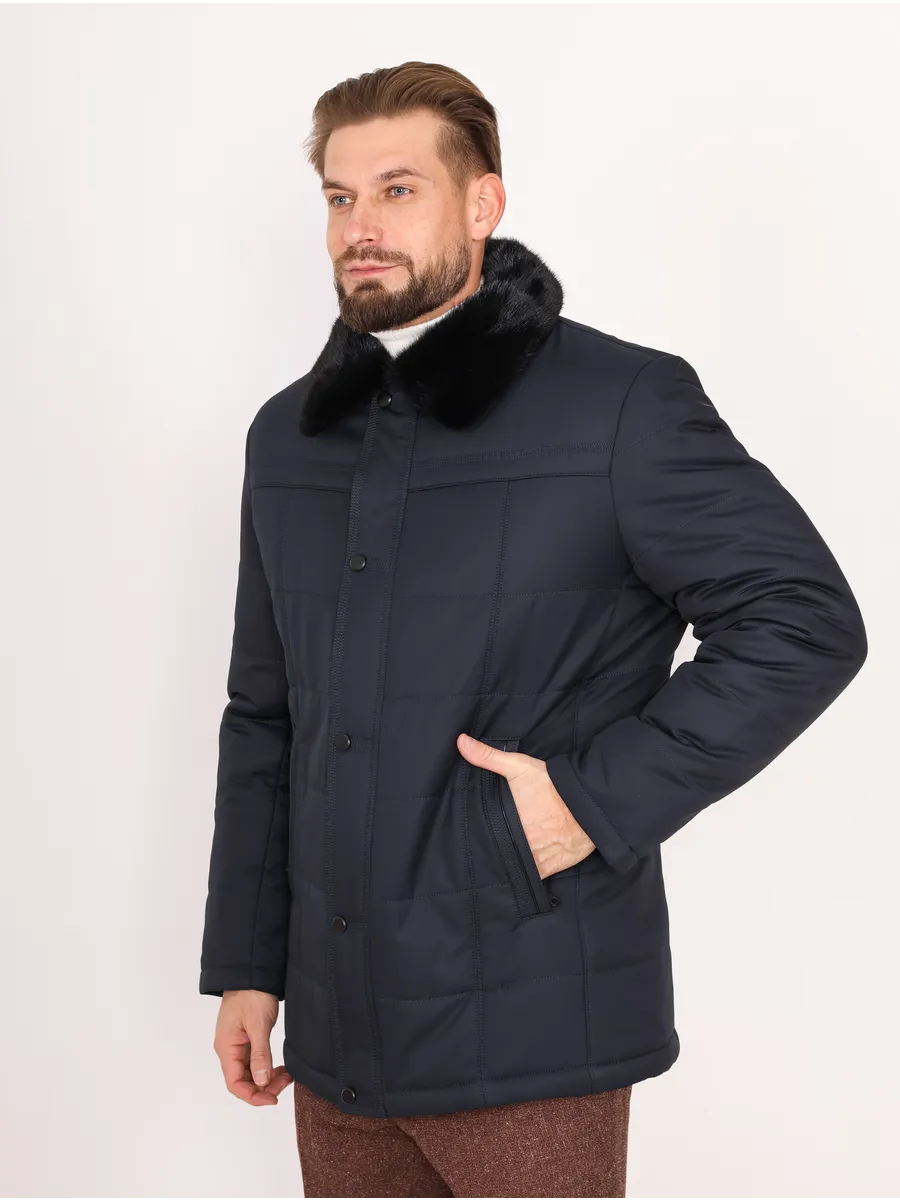 Куртка мужская зимняя из норки и полиэстера с верблюжьей шерстью