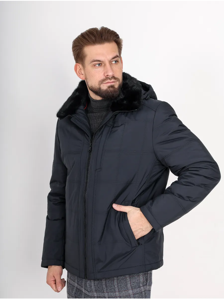 Куртка зимняя классическая из полиэстера с верблюжьей шерстью и норкой