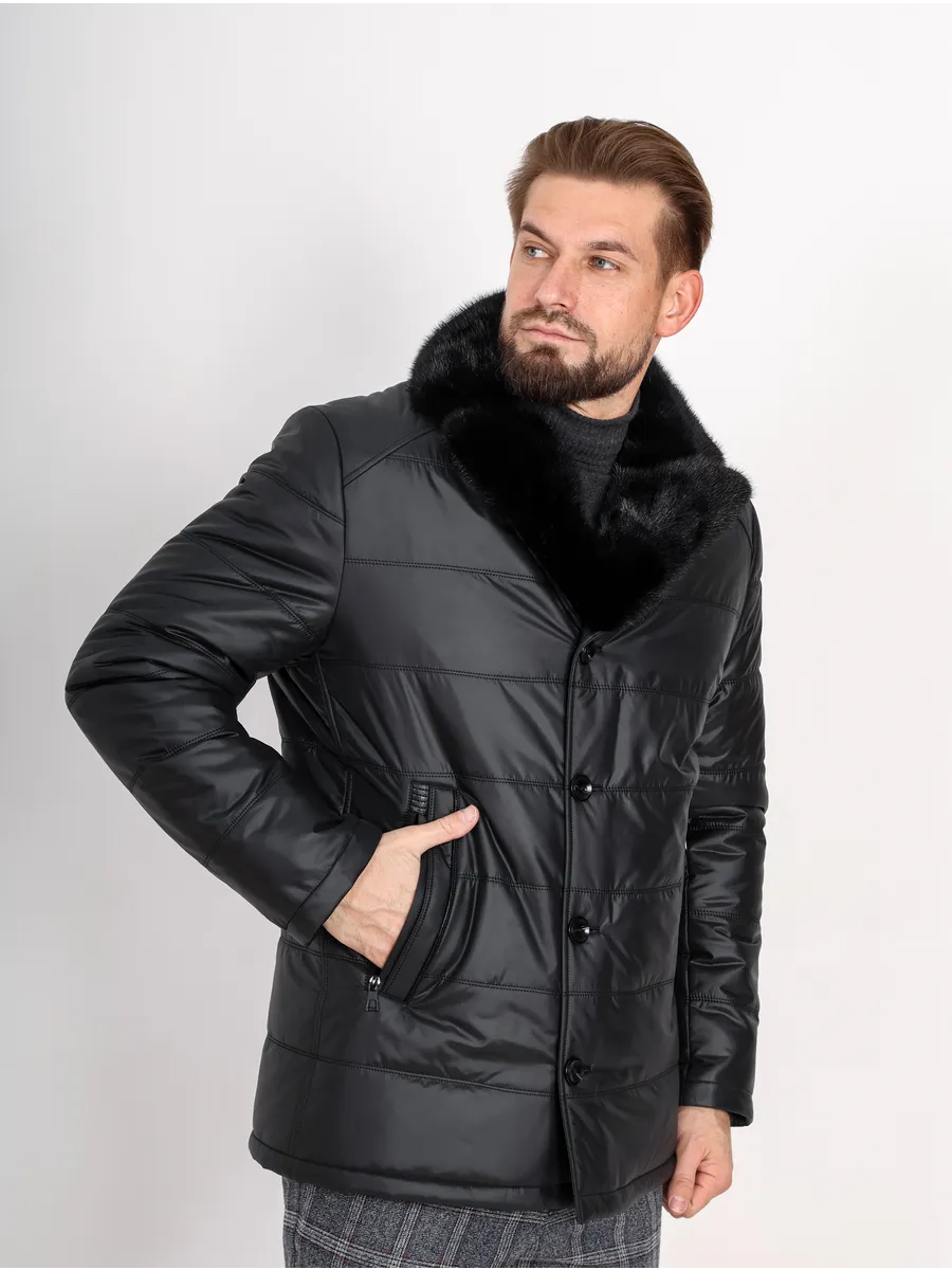Куртка зимняя мужская из полиэстера с мехом