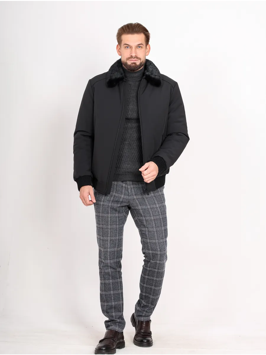 Куртка зимняя укороченная из полиэстера и верблюжьей шерсти