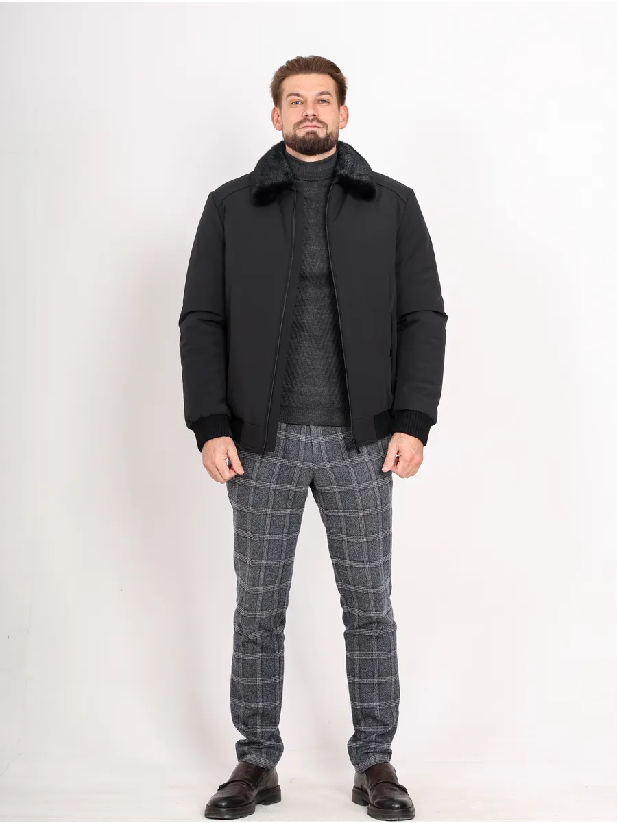 Куртка зимняя укороченная из полиэстера и верблюжьей шерсти