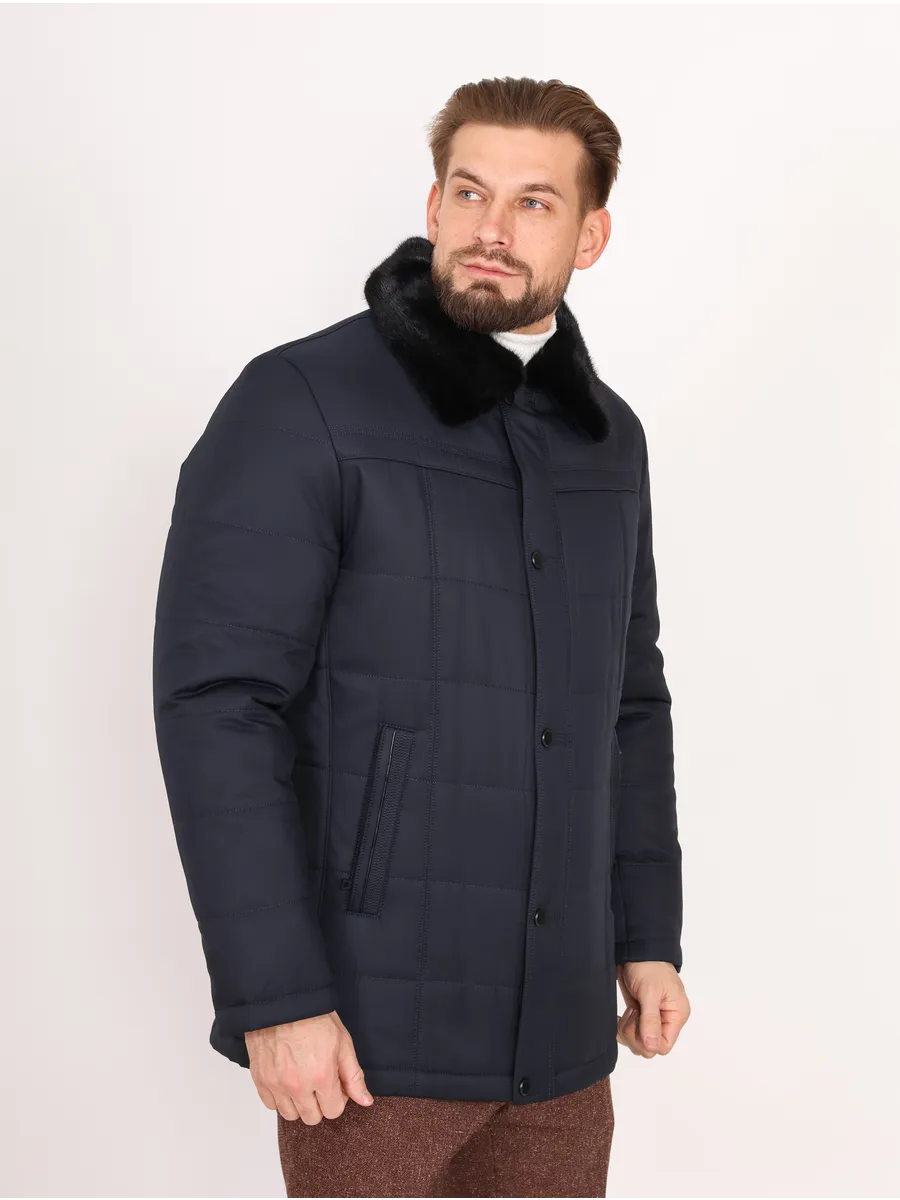 Куртка мужская зимняя из норки и полиэстера с верблюжьей шерстью
