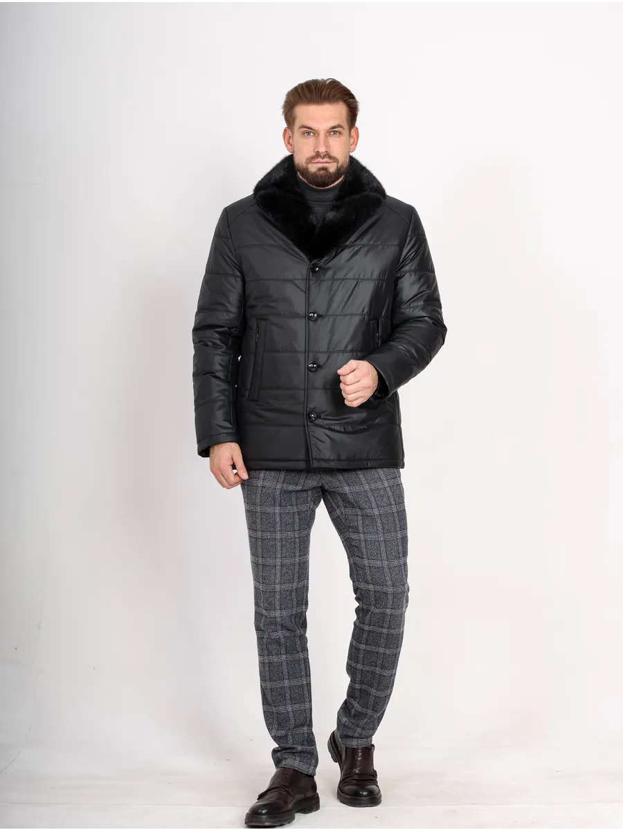 Куртка зимняя мужская из полиэстера с мехом