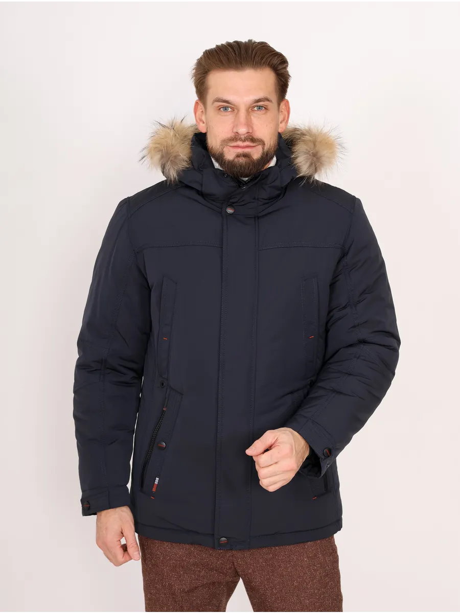 Куртка парка мужская зимняя с меховым капюшоном