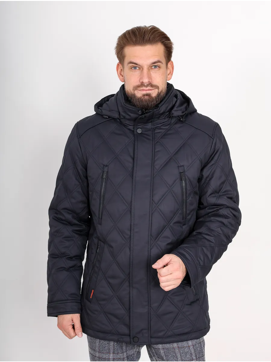 Куртка мужская стеганая зимняя пуховик с капюшоном