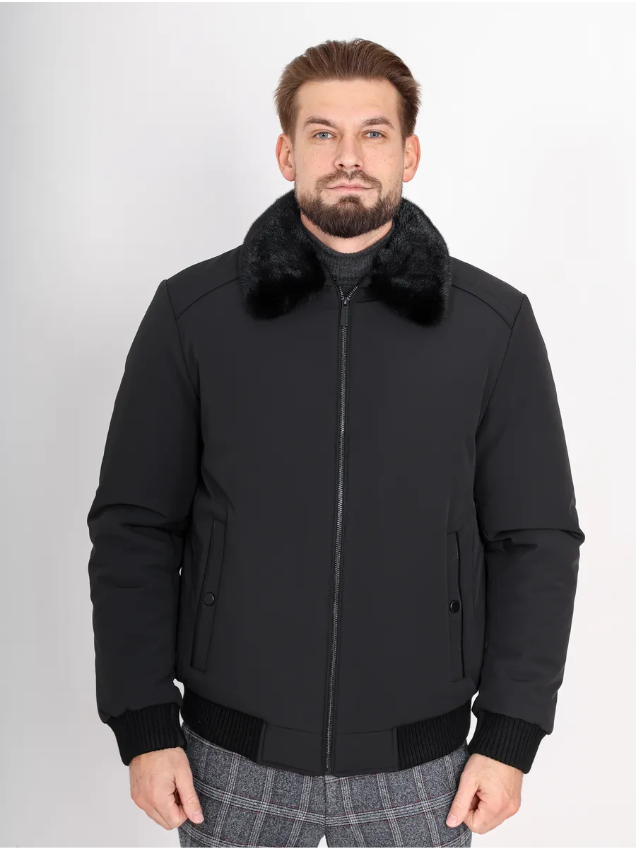 Куртка зимняя укороченная из полиэстера и верблюжьей шерсти