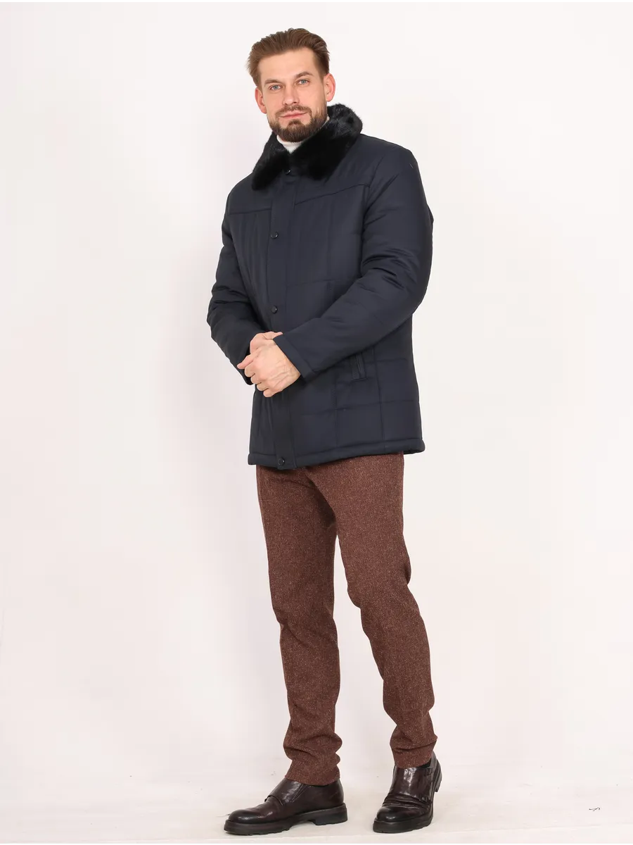 Куртка мужская зимняя из норки и полиэстера с верблюжьей шерстью