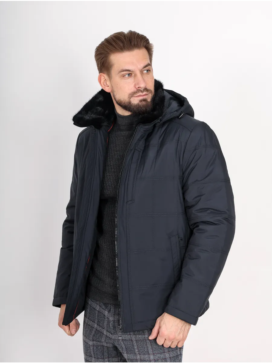 Куртка зимняя классическая из полиэстера с верблюжьей шерстью и норкой