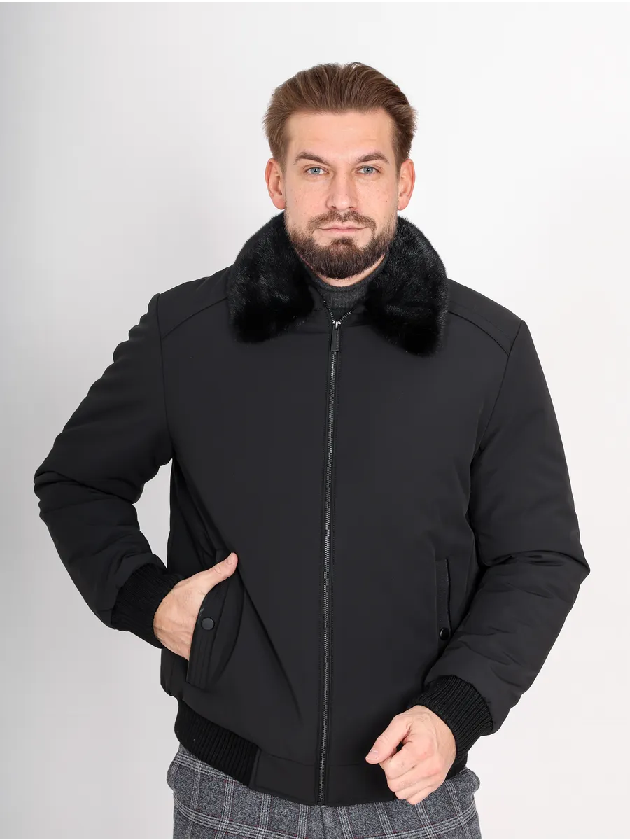 Куртка зимняя укороченная из полиэстера и верблюжьей шерсти