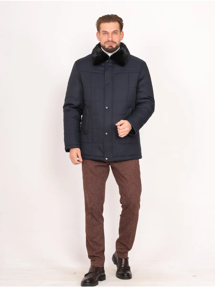 Куртка мужская зимняя из норки и полиэстера с верблюжьей шерстью