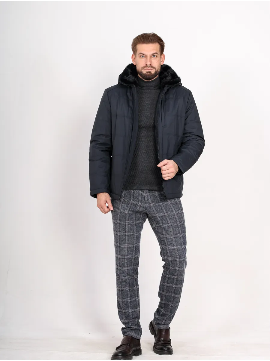 Куртка зимняя классическая из полиэстера с верблюжьей шерстью и норкой