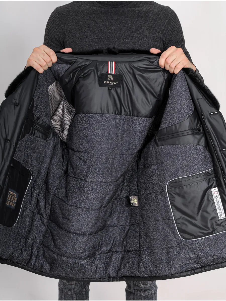 Куртка зимняя мужская из полиэстера с мехом