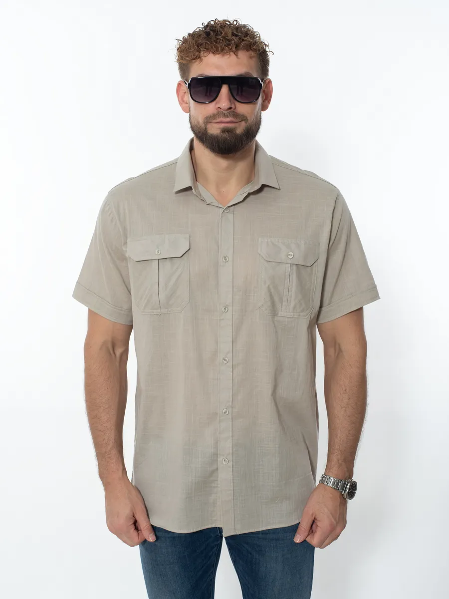 Рубашка с коротким рукавом однотонная